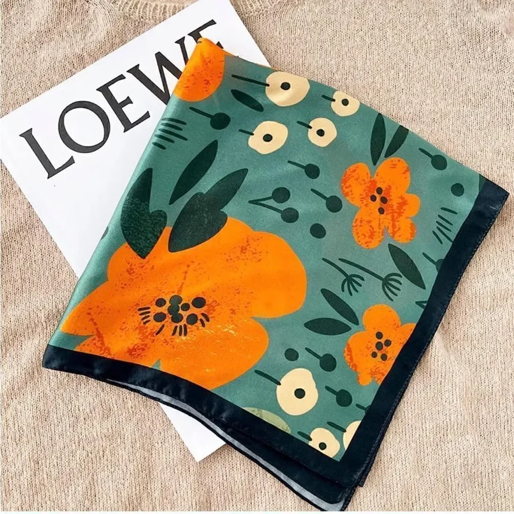 Green and orange Silk Scarf